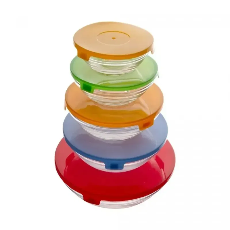 Conjunto Tigela Lyor com Tampa Vidro 5 Peças - Lyor