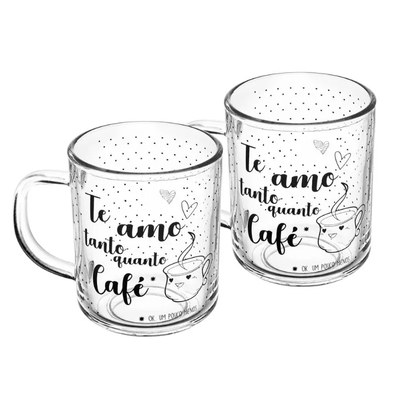 Conjunto 2 Peças Canecas Lyor Te Amo de Vidro 220ML 220109