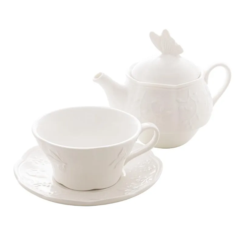 Conjunto 3 Peças De Chá De Porcelana New Bone Butterfly Flower Lyor - LYOR