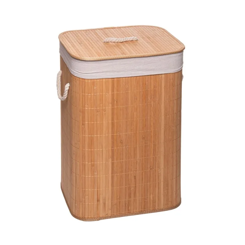 Cesto para Lavanderia de Bambu com Tampa 40 x 30 x 57 cm Lyor - Lyor - Casa E Construção