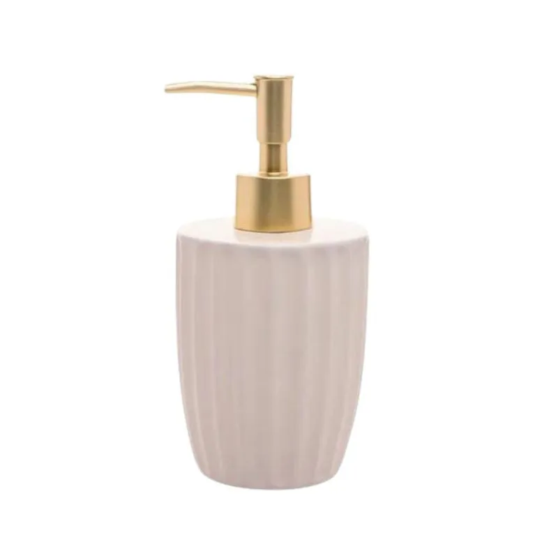 Dispenser Para Sabonete Líquido Em Cerâmica Canelatta 330ml Lyor Creme - LYOR