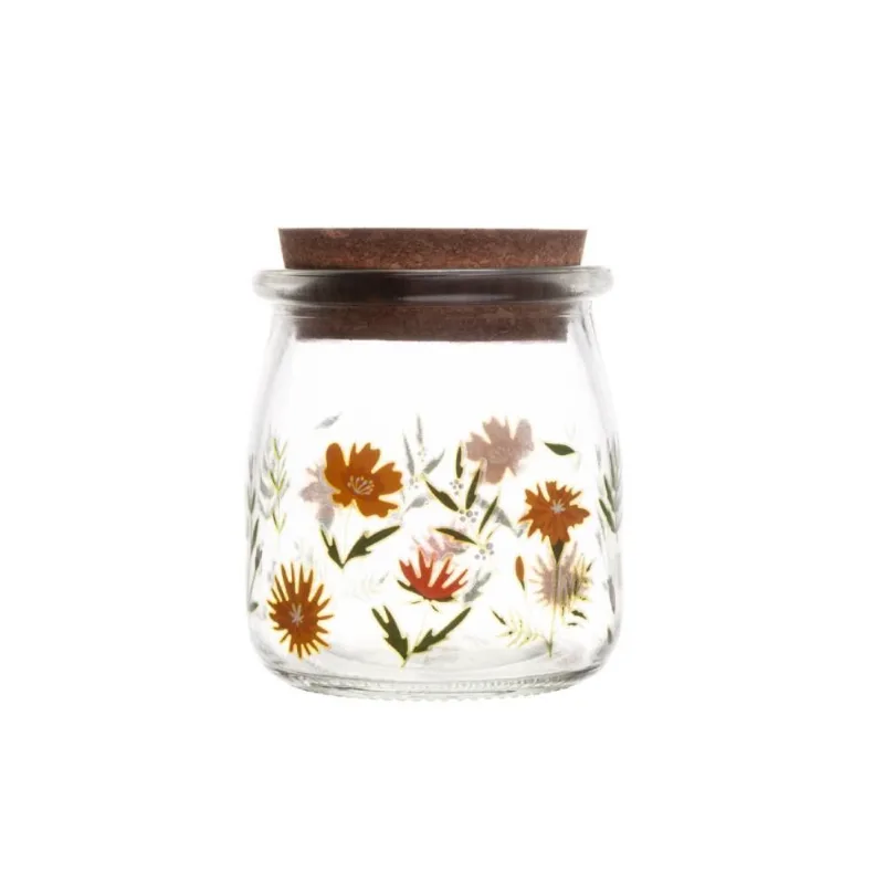 Porta Condimentos De Vidro Com Rolha De Bambu Lyor 190Ml - Flora Rosa - LYOR