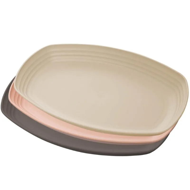 Travessa de Bambu e Plástico 29x18x3cm Lines Lyor Sortidas Bandeja Petisqueira Retangular Salgados F - LYOR