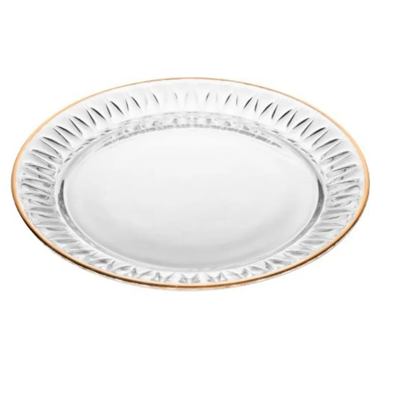 Conjunto 2 Pratos Sobremesa com Fio de Ouro Cristal Lyor - LYOR