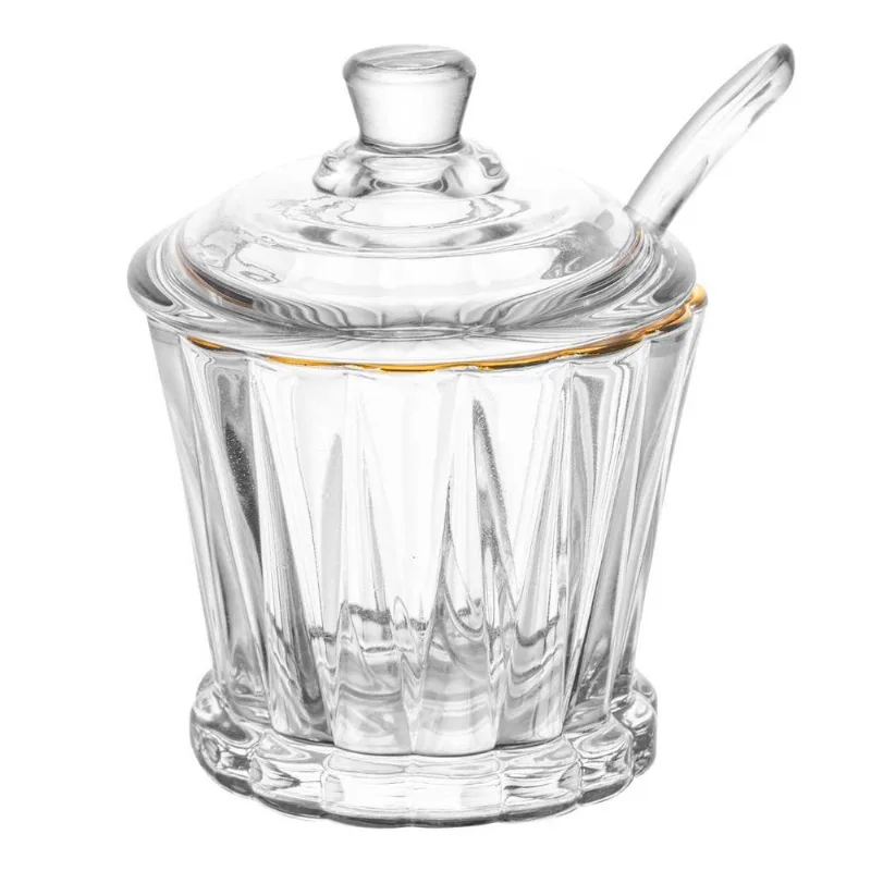 Açucareiro Radial C/ Fio de Ouro 210ml em Cristal Lyor - LYOR