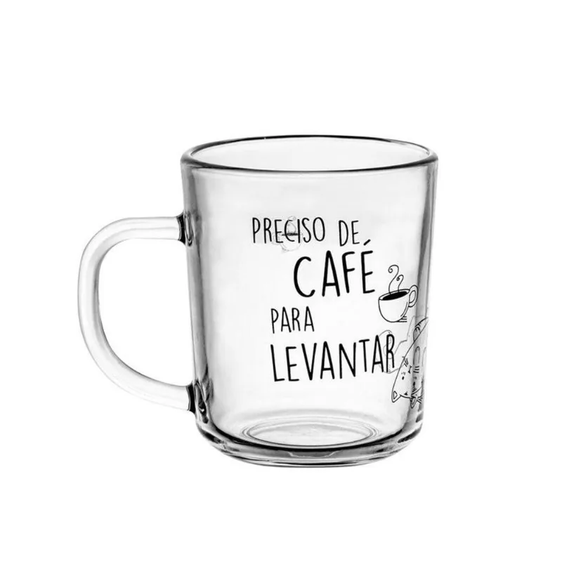 Jogo 2 Caneca De Vidro Preciso De Café Para Levantar Lyor 200ml - LYOR