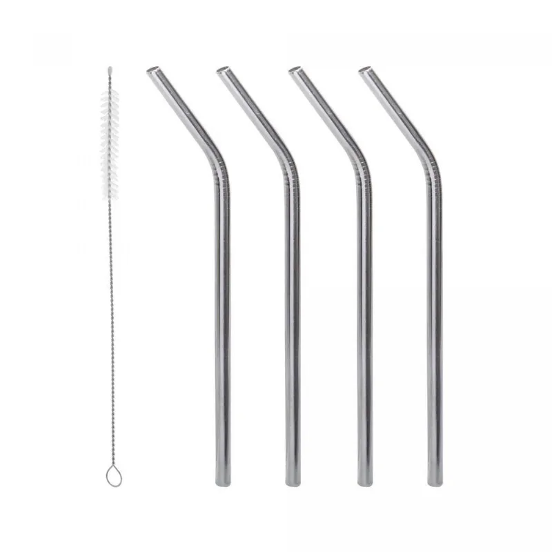 Conjunto 4 Canudos Aço Inox Reutilizáveis Com Escova Para Limpeza Lyor 21,5cm - LYOR