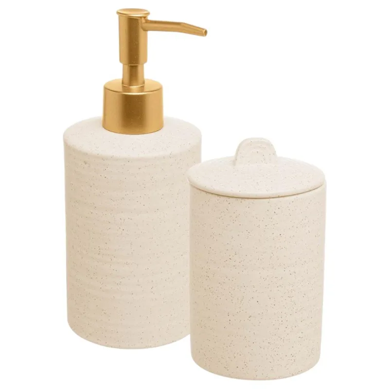 Kit Para Banho Lyor 2 Peças Lyor Cerâmica Bege - LYOR