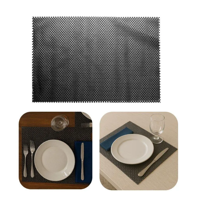 Lugar Americano Retangular Mesa Preto Pvc Antiderrapante Sousplat 45x30cm Lyor - LYOR