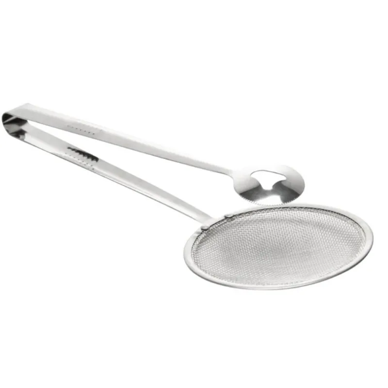 Escumadeira Com Pegador Para Fritura Inox 28cm Lyor Cozinha Multiuso Pastel Batata Frita - LYOR