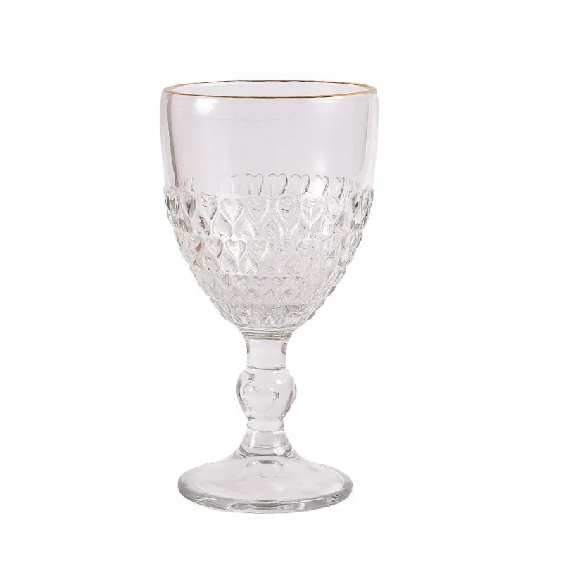 Taça de Água Coração com Filete Dourado Lyor - 320ml - LYOR