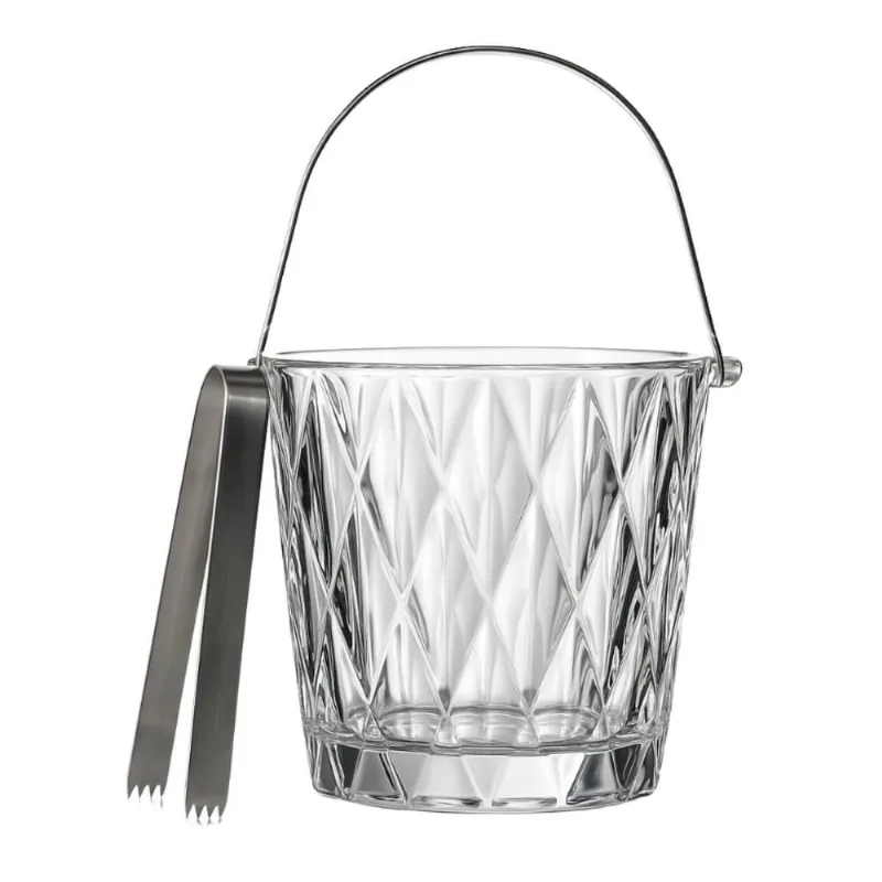 Balde para Gelo com Alça 1 Litro e Pegador Diamond Lyor Vidro Drinks Destilados Sucos - LYOR