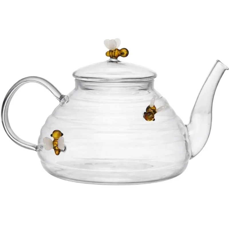 Chaleira de Vidro Borossilicato 650ml com Filtro Infusor Chá Lovely Bee Lyor Decorada Abelha - LYOR