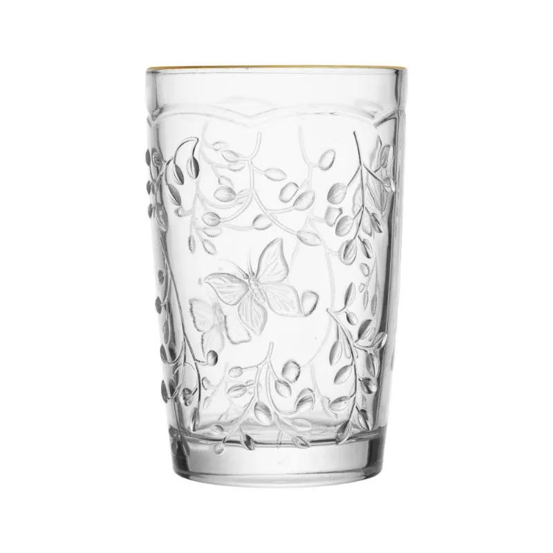 Copo em Vidro New Butterfly Filete Dourado 330Ml Lyor - 330ml - LYOR