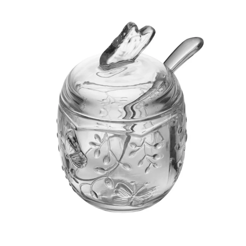 Açucareiro com Colher em Vidro New Butterfly 250Ml Lyor - Transparente - LYOR