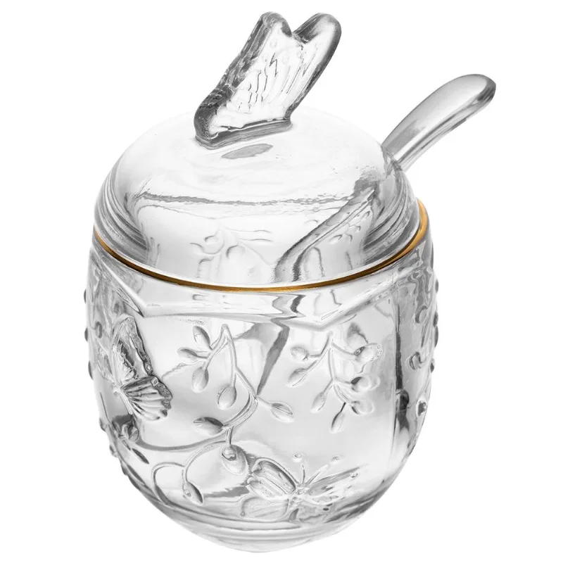 Açucareiro New Butterfly C/ Fio Dourado 250ml em Cristal Lyor - LYOR