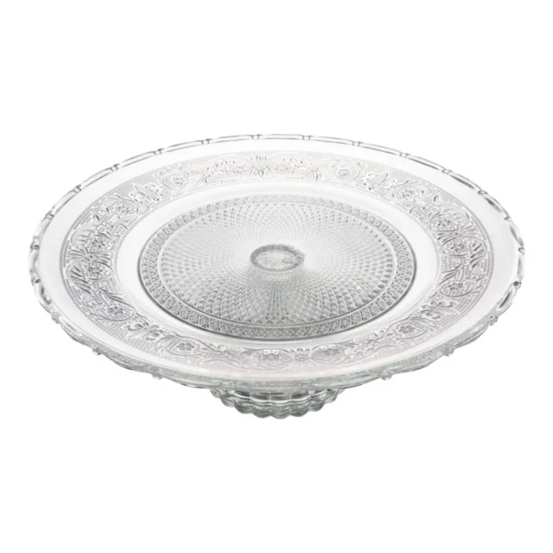 Prato Para Bolo Lyor Com Pé Angel Vidro 33cm 220925 (MP)