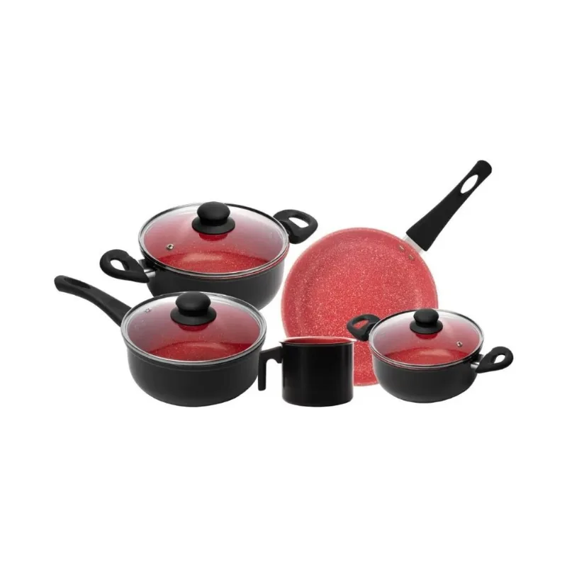 Conjunto De Panelas Lyor 5 Peças Cerâmica De Indução Granito Vermelho (MP) - LYOR