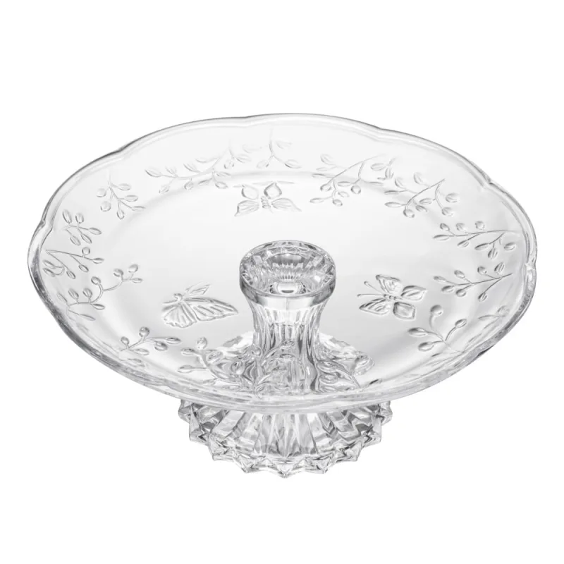 Prato para Bolo 27 cm de Cristal com Pé New Butterfly Lyor - Lyor - Utilidades Domesticas