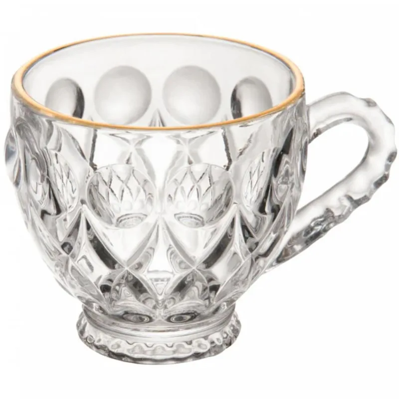 Xícara Lile com Fio de Ouro 80ml Cristal Ecologico Lyor Café Clinica Atendimento 6cm - LYOR