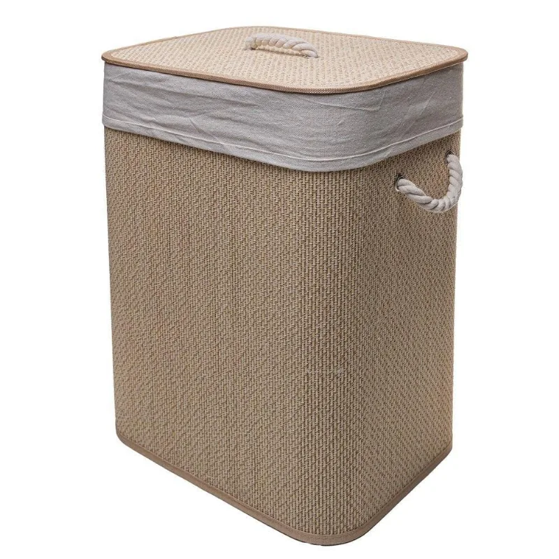 Cesto De Roupa Dobrável De Bambu Com Tampa 40 X 30 X 50 Cm Lyor - LYOR