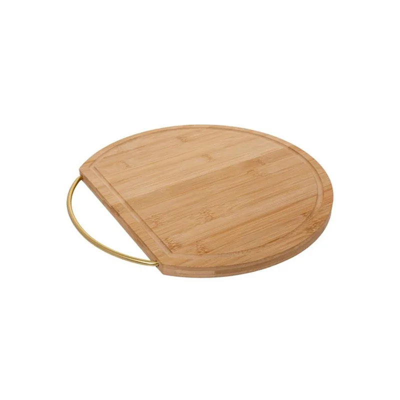 Tábua Lyor Redonda com Alça Nature Bambu 25cm x 21cm x 1,5cm - Lyor