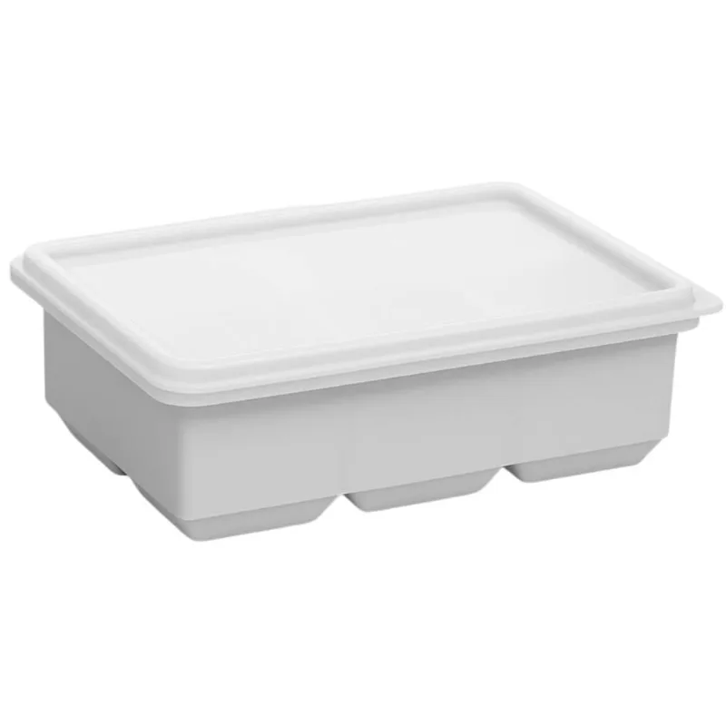Forma de Gelo Silicone com Tampa 6 Cubos Cinza Lyor Freezer Drinks Sucos 16,5x13cm - LYOR