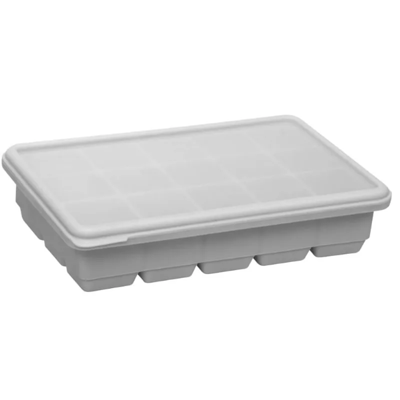 Forma para Gelo em Silicone Maleável 19,5x12,5cm com Tampa 15 Cubos Coquetéis Destilados Lyor - LYOR