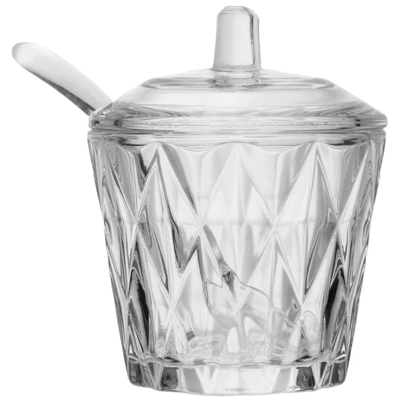 Açucareiro Diamond C/ Colher 12x11,5cm em Cristal Lyor