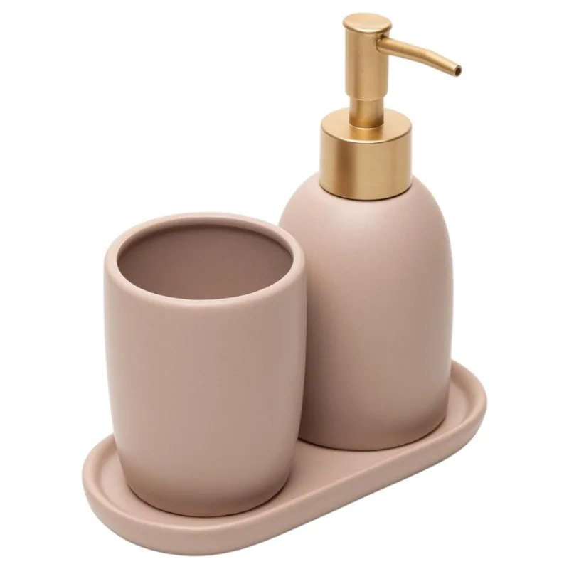 Kit Para Banheiro Lyor Londres 3 Peças Cerâmica Bege - LYOR