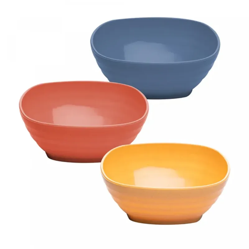Conjunto de Bowl Lyor Quadrado PP e Bambu com Tampa Stripes Sortido 3Peças 10cm x 10cm - Lyor