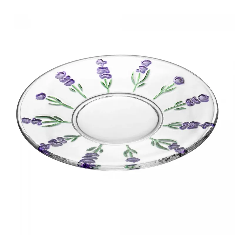 Prato Lyor para Sobremesa Ecológico Lavanda Hand Painting Cristal 19cm - Lyor - Utilidades E Casa