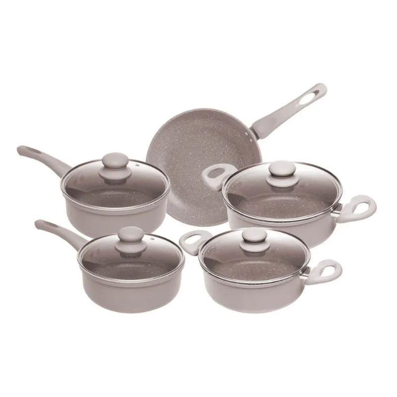 Conjunto De Panelas Lyor 5 Peças Cerâmica De Indução Granito Taupe (MP)