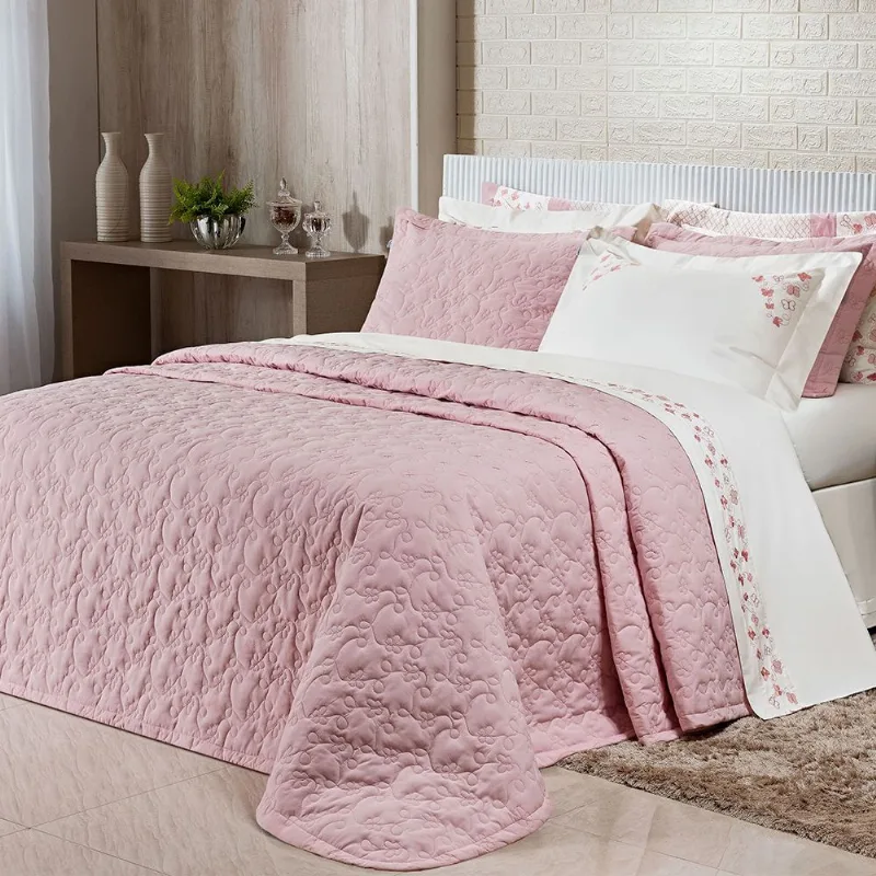 Cobre Leito Clara 100% Algodão 200 Fios Solteiro 2 Peças - Rosa