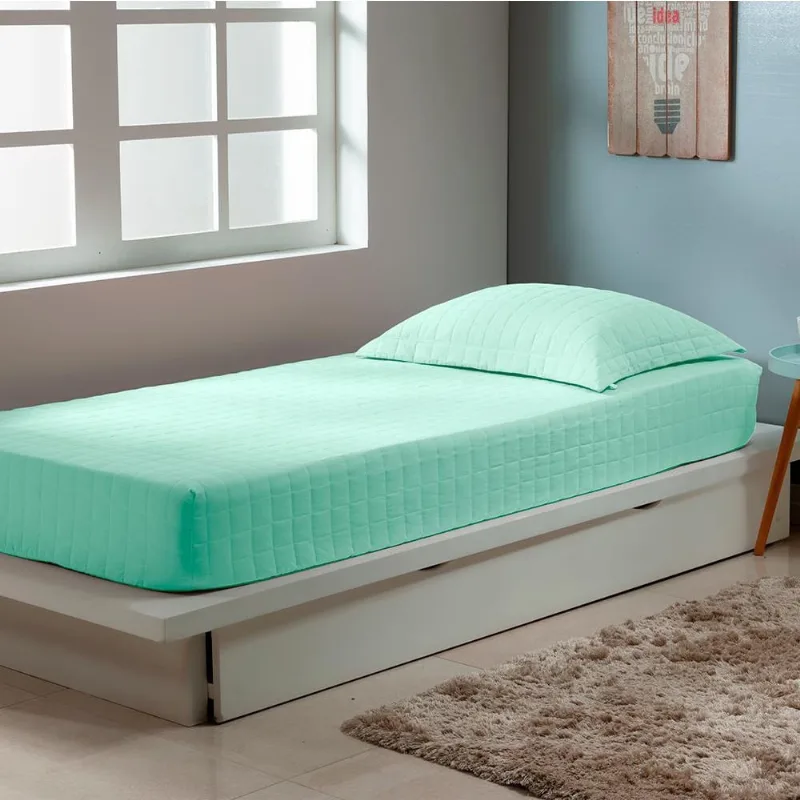 Colcha Solteiro Zapt Zum Sleep Com Elástico 2Pçs 200 Fios 100% Algodão Verde