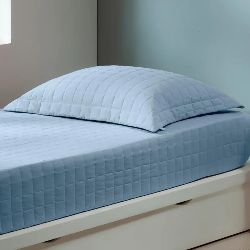 Colcha Solteiro Zapt Zum Sleep Com Elástico 2Pçs 200 Fios 100% Algodão Azul