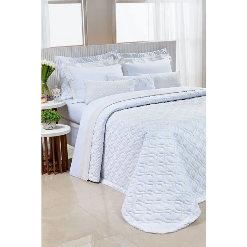 Kit Cobre Leito Cloe Super King 100% Algodão 200 Fios 3 Peças - Branco