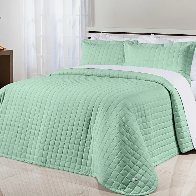 Cobre Leito Glass King 3Pçs 200 Fios 100% Algodão Verde