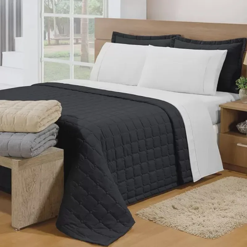 Kit Colcha Cobre Leito King Matelado c/ 2 Porta Capa Travesseiro - 3 Peças