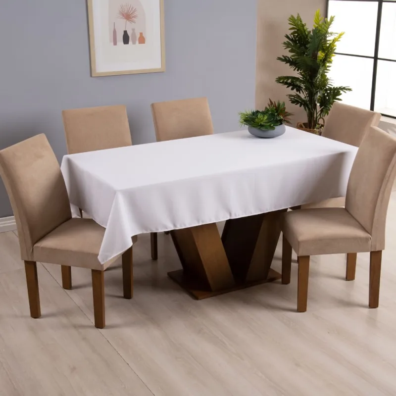 Toalha de Mesa Basic Natal 4 Lugares Tecido Oxford Branco - Home Fernandes - Ar E Ventilação