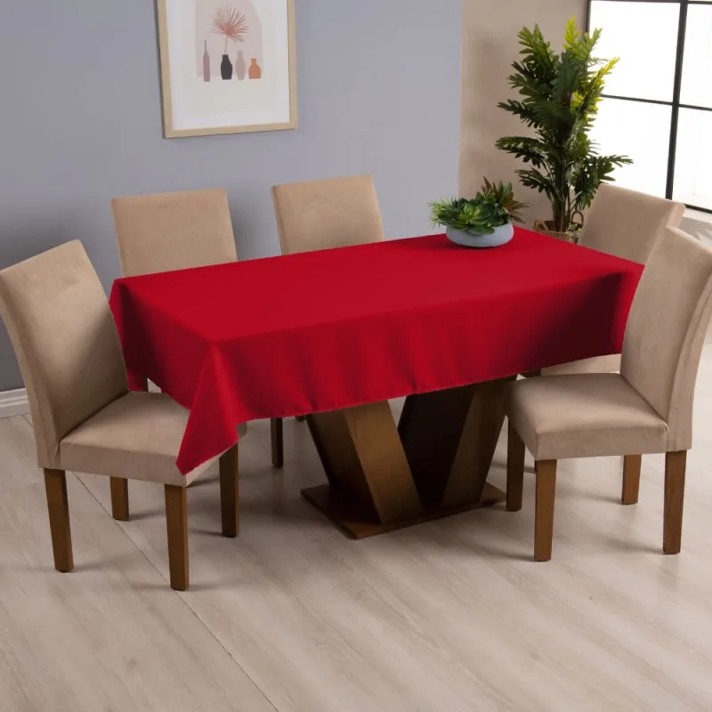 Toalha de Mesa Basic Natal 8 Lugares Tecido Oxford Vermelho - Home Fernandes