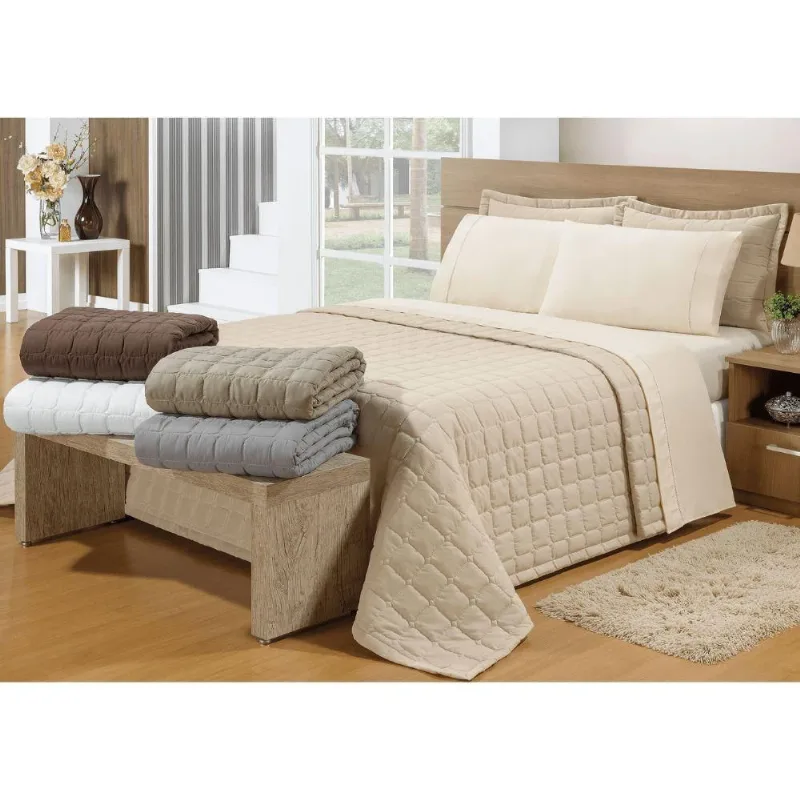 Cobre Leito King Soft Areia Valle Enxovais 2 Peças