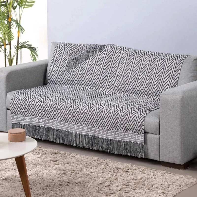 Manta Para Sofá Tecido Jacquard Luxor - Preto