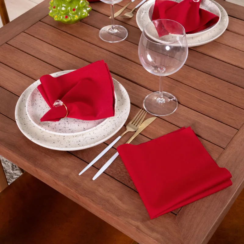 Kit 2 Guardanapos 35cm x 35cm 100%Pol. Oxford Natal Vermelho