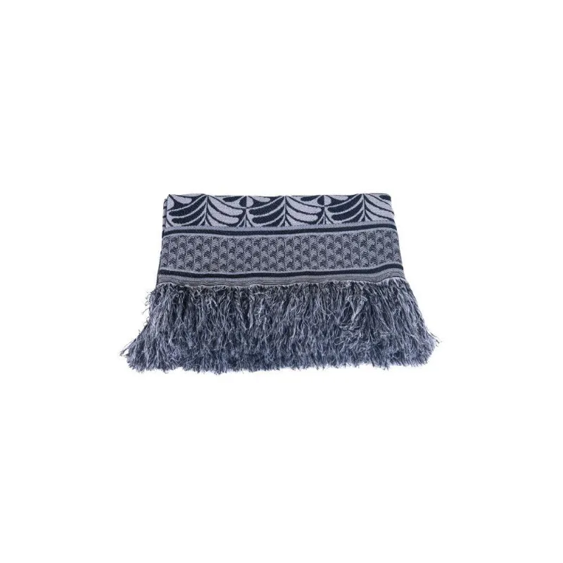 Xale Para Sofá Com Franja Luxor 1 Peça 2,10m X 1,35m 60% Algodão - 40% Poliéster Tecido Jacquard - Preto