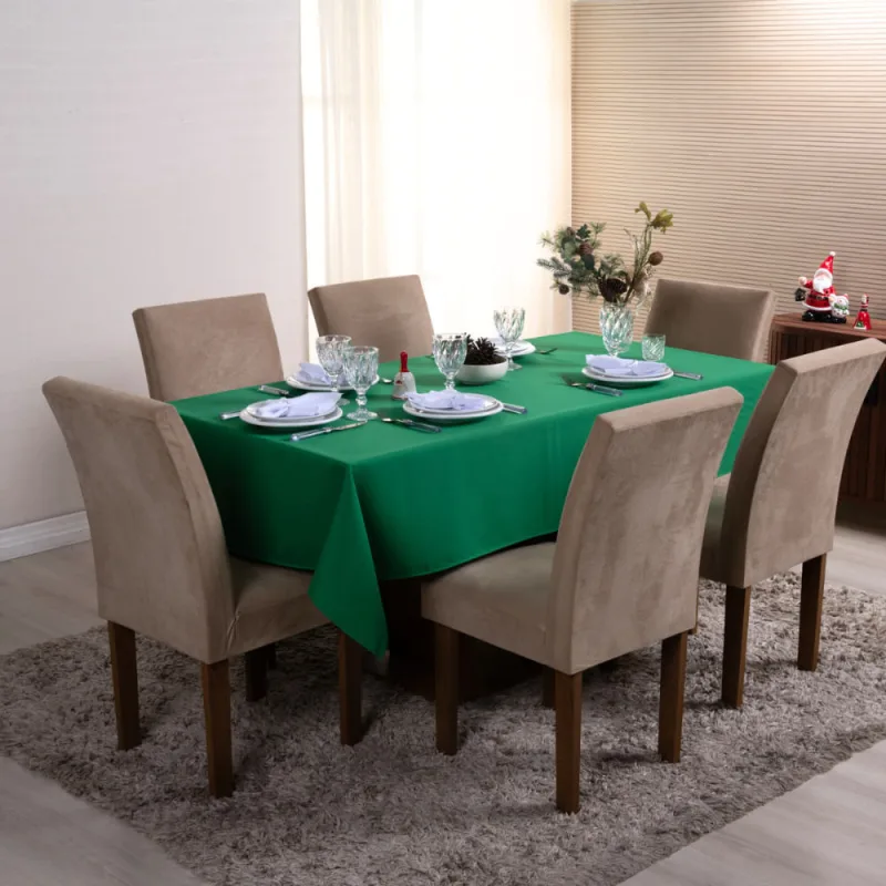 Toalha de Mesa Basic 2,50m 8 Lugares Oxford Natal Verde - Home Fernandes - Cama, Mesa E Banho
