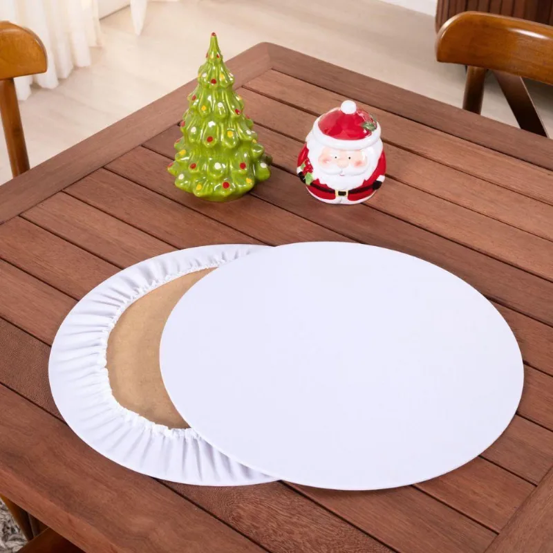 Sousplat Capa E Base Mdf Basic Liso 35cm Diâmetro Tecido Oxford 100% Poliéster - Branco
