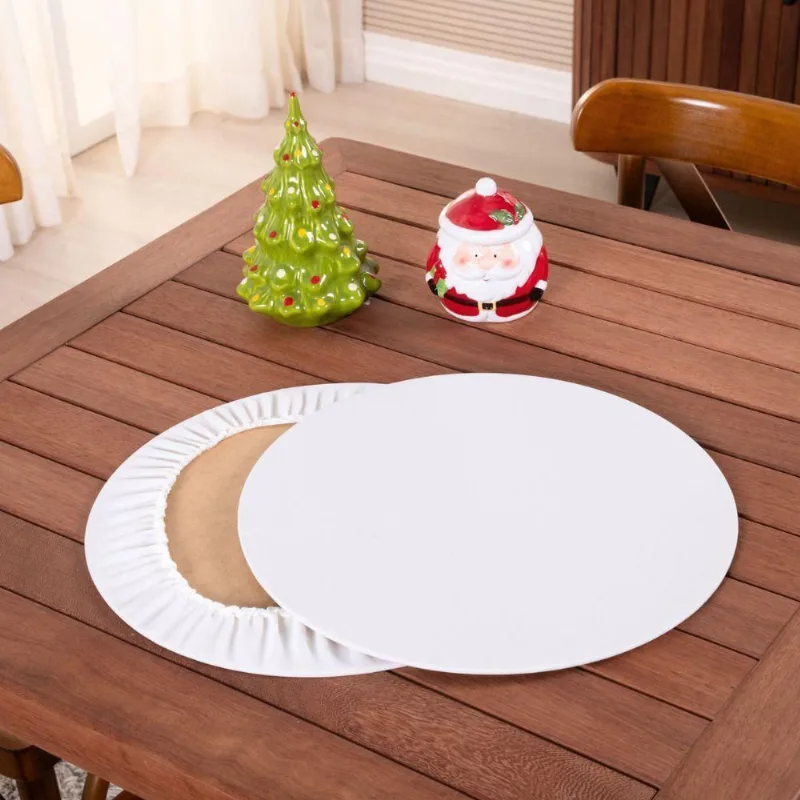 Sousplat Capa E Base Mdf Basic Liso 35cm Diâmetro Tecido Oxford 100% Poliéster - Palha