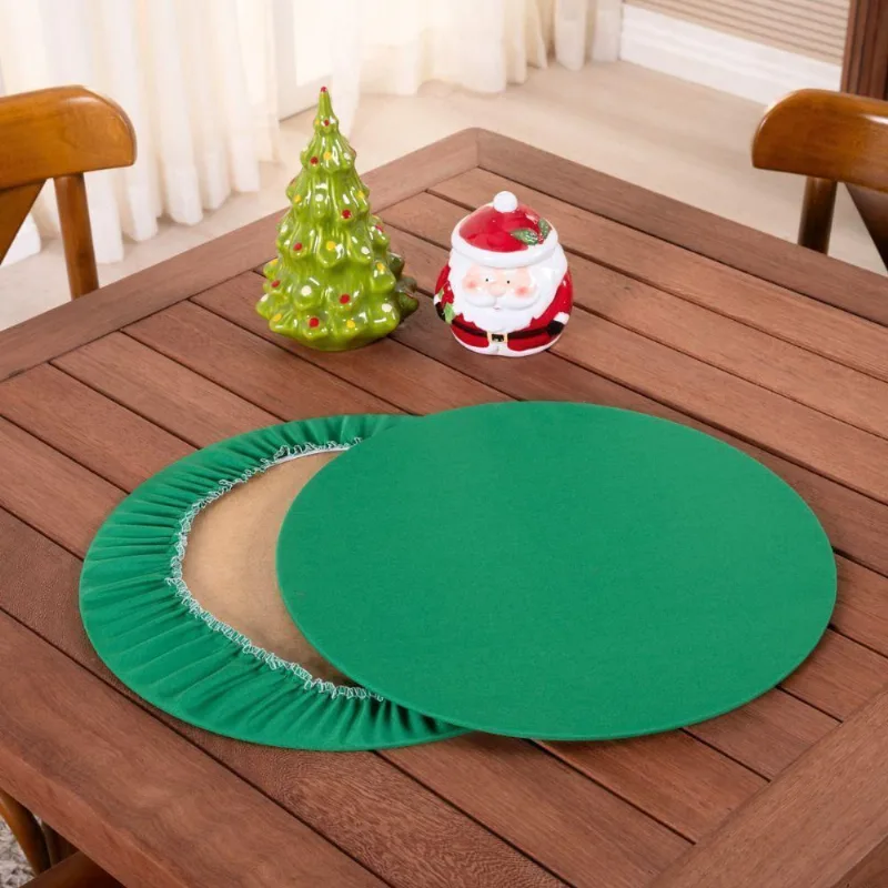 Sousplat Capa E Base Mdf Basic Liso 35cm Diâmetro Tecido Oxford 100% Poliéster - Verde