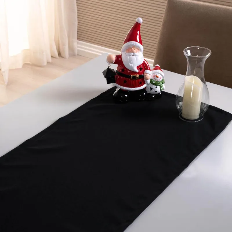 Caminho De Mesa Basic Liso 1 Peça 1,30m X 40cm Decorativo Tecido Oxford - Preto
